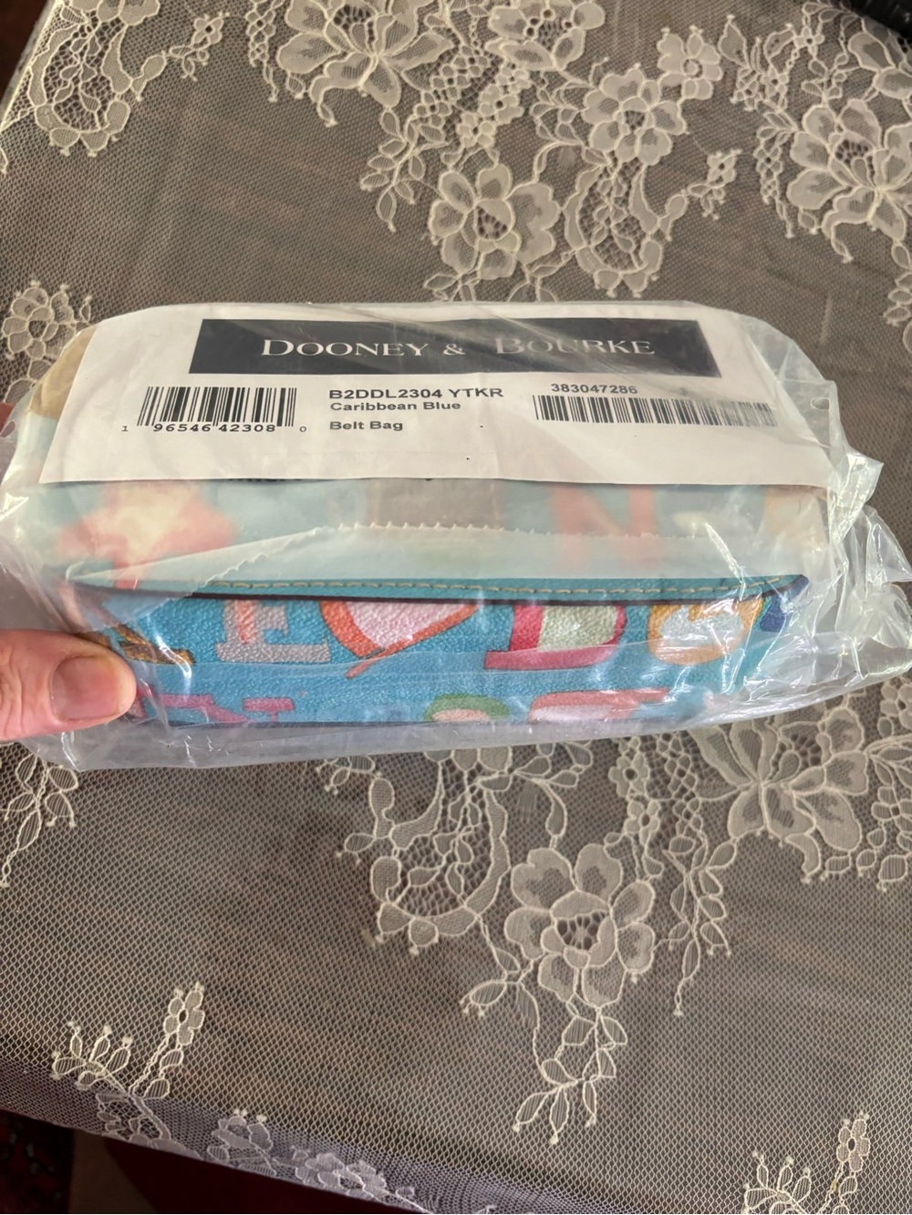 Dooney & Bourke Doodle II Coated Cotton Belt Bag NEW Caribbean blue - Picture 5 of 6